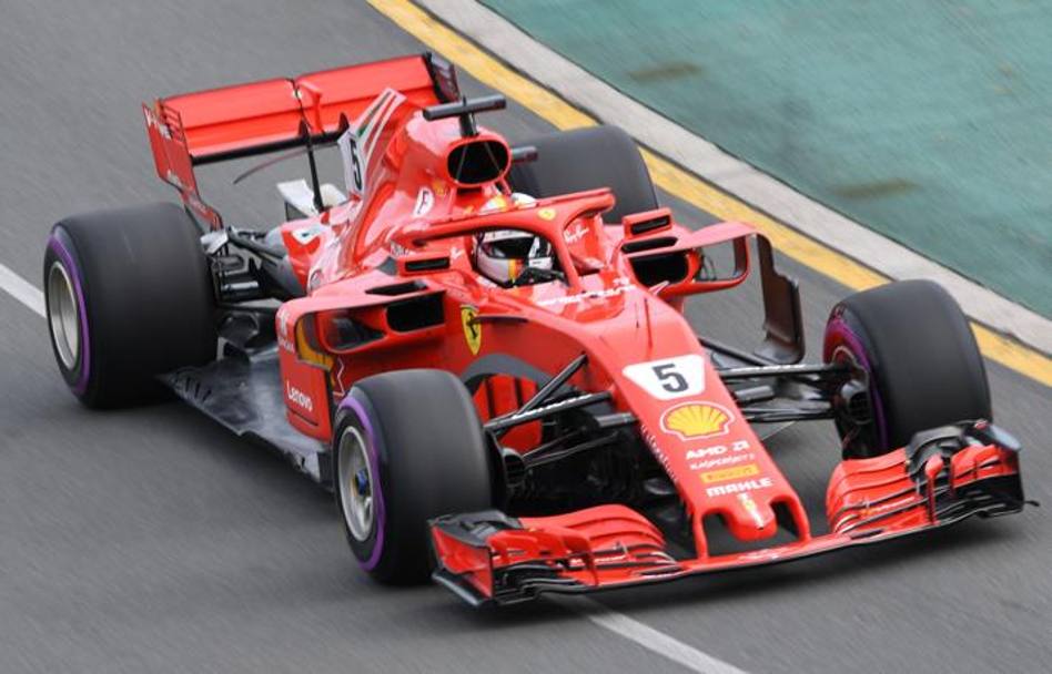 Vettel in azione su Ferrari. Afp